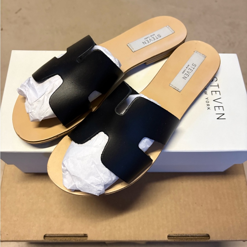 Steven By Steve Madden Black Slide Sandals